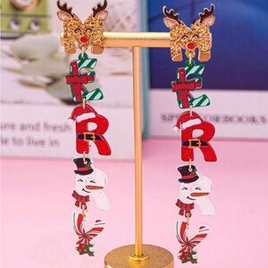 Colorful ‘Merry’ Letters  Long Drop Earrings